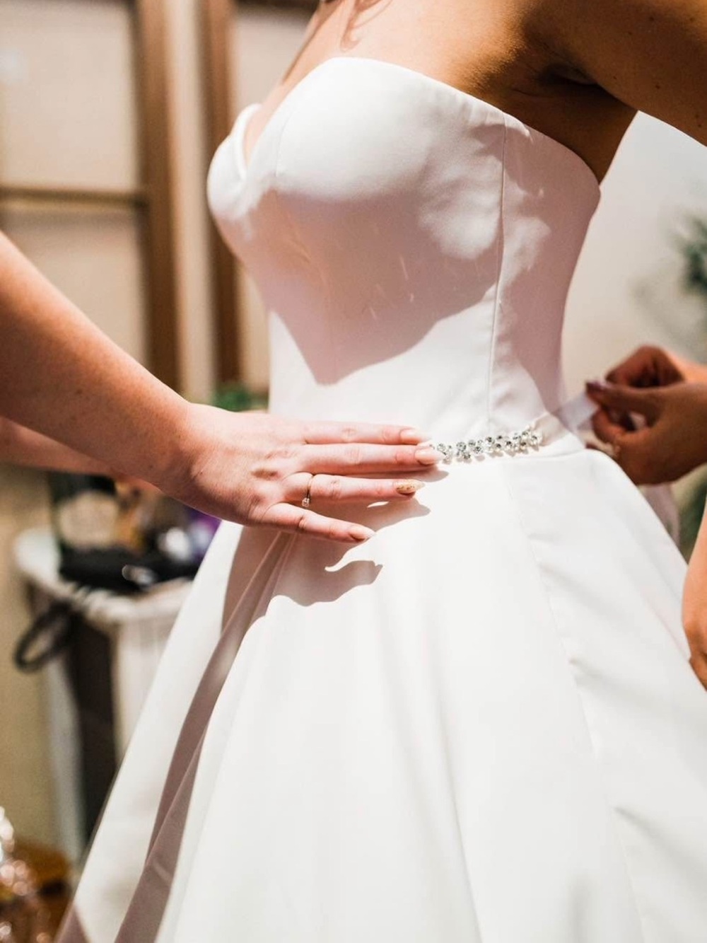Elegant Strapless White Wedding Ball Gown